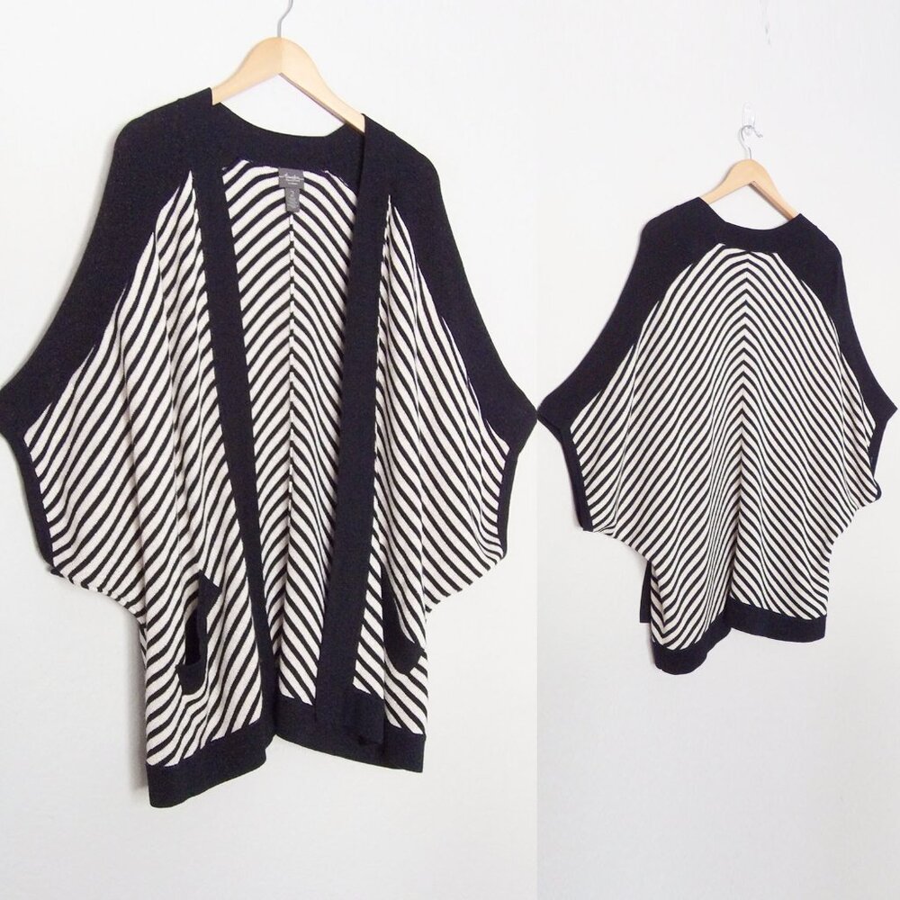 Chico's Travelers Collection Striped Cardigan Sweater Dolman Kimono Open Front L - Picture 16 of 16